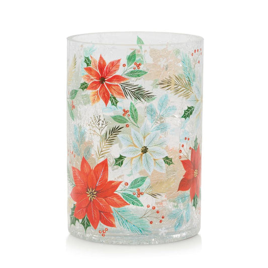 Crackle Poinsettia  Jar Candle Holder